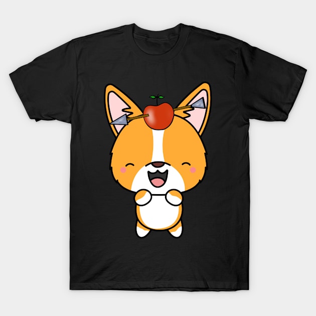 Funny Corgi is playing william tell with an apple and arrow T-Shirt by Pet Station